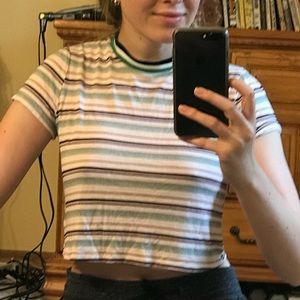 Urban Outfitters pink stripe crop top